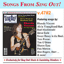 CD art for Sing Out! V.47#2: Rhonda Vincent, Alvin Youngblood Hart, Root Music in Sounthern Italy, Rod MacDonald, Harv, Sharon Katz & the Peace Train
