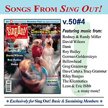 CD art for Sing Out! V.50#4: Contra Dance, Hungarian Folk Music, KlezKamp, Danu, David Wilcox, Roy Bailey, Riley Baugus, Leon & Eric Bibb, The Klezmatics